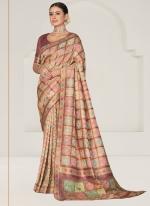 Rangkat Tussar Silk Peach Festival Wear Printed Saree